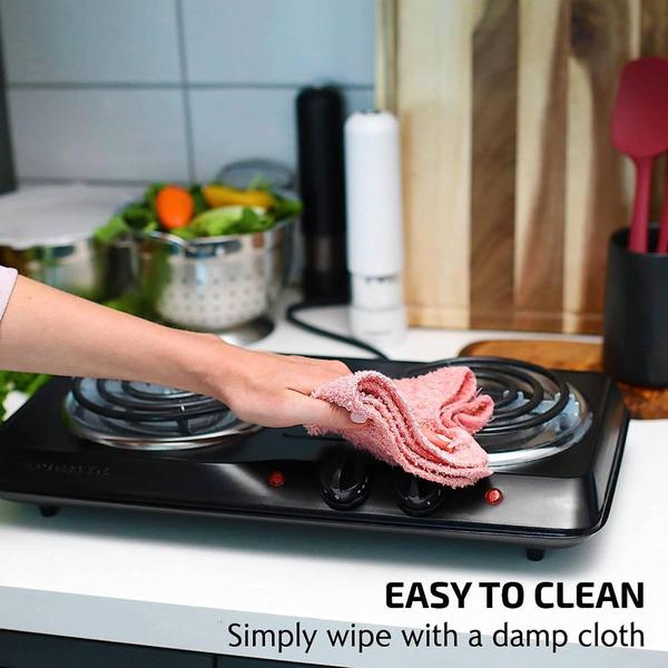 Ovente Electric Double Coil Burner 6 & 5.75in. Cooktop  - Black