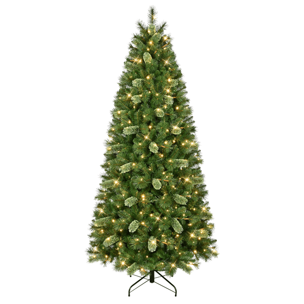 Puleo International 7.5ft. Pre-Lit Slim Teton Pine Christmas Tree