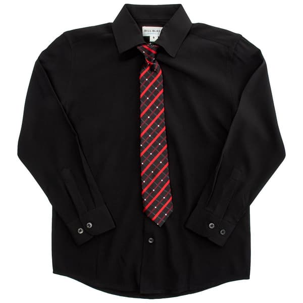 Boys (8-20) Bill Blass Dress Shirt & Tie Set - Black - image 