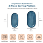 Sango Resona Blue/Black Large Ceramic Serving Platters - Set of 2 - image 4