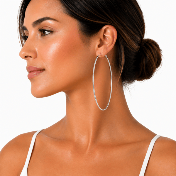 Saffron 80mm Stainless Steel Polished Flat Bottom Hoop Earrings