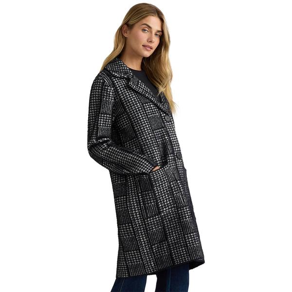 Womens NVLT Plaid Notch Collar & Patch Pockets Coatigan