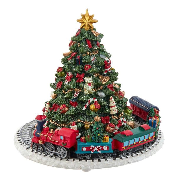 Kurt Adler 6in. Christmas Tree w/ Revolving Train Music Box - image 