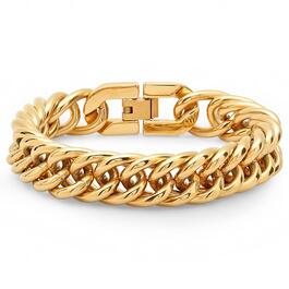 Steeltime 18kt. Gold Plated Stainless Steel Cuban Link Bracelet