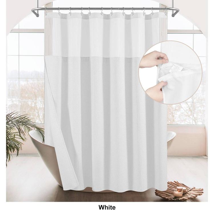 Awesome Home Cotton Blend Waffle Snap-In Liner Shower Curtain