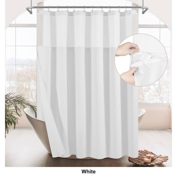 Awesome Home Cotton Blend Waffle Snap-In Liner Shower Curtain