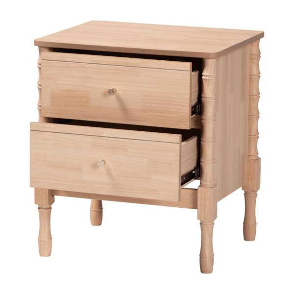 Baxton Studio Laurent Nightstand 2-Drawer Bedside Table