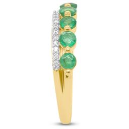 Gemstone Classics™ Round Emerald with White Zircon 7-Stone Ring