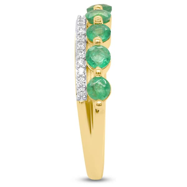 Gemstone Classics™ Round Emerald with White Zircon 7-Stone Ring