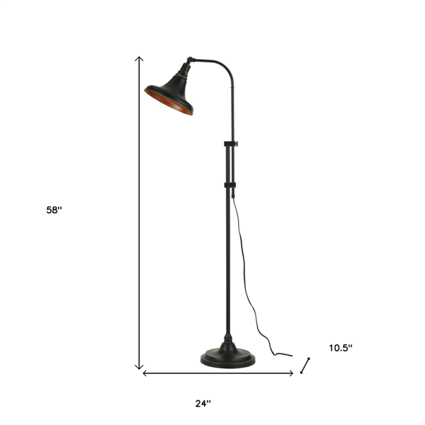 HomeRoots 58in. Bronze Adjustable Floor Lamp With Dome Shade
