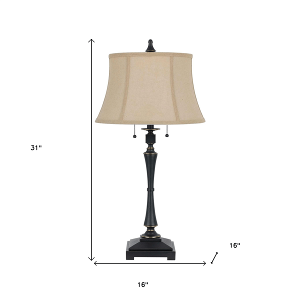 HomeRoots 31in. Black Two Light Candlestick Table Lamp