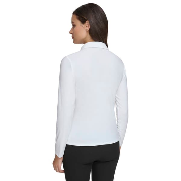 Womens Tommy Hilfiger Long Sleeve Button Front Lace Knit Blouse