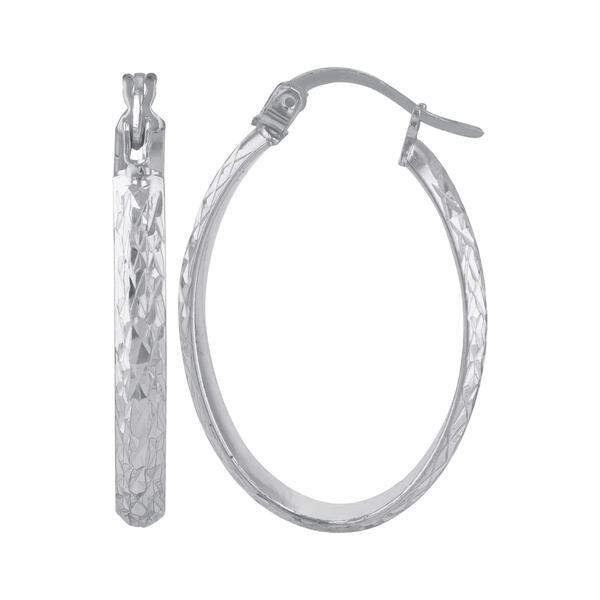 Sterling Silver Half Round Oval Tube Hoop Earrings - image 