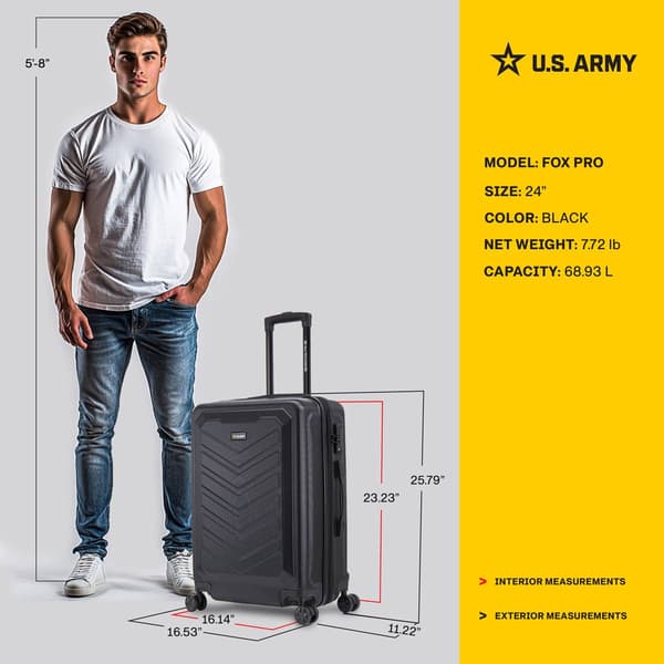 U.S. Army Fox Pro 24in. Expandable Spinner Luggage w/ TSA Lock