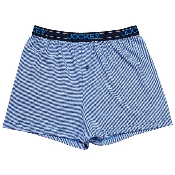 Mens Jockey&#40;R&#41; Single Knit Thin Stripe Boxer Briefs - Blue/White - image 