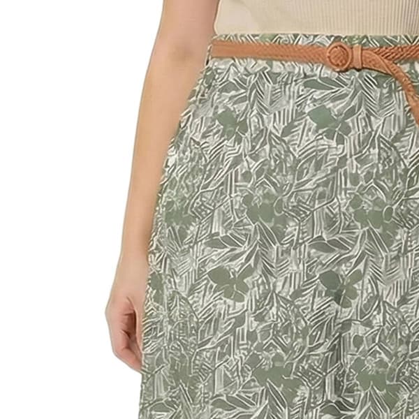 Plus Size NY Collection Olive Chiffon Belted Waist Maxi Skirt