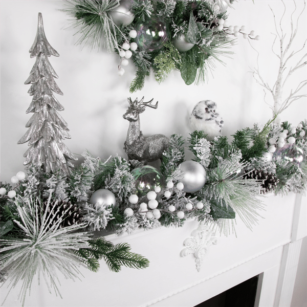 Northlight 6ft. Flocked Pine Christmas Garland with Ornaments
