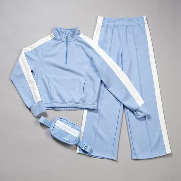 Girls (7-14) 90 Degree(R) by Reflex 3pc. 1/4 Zip & Wide Leg Pants - image 