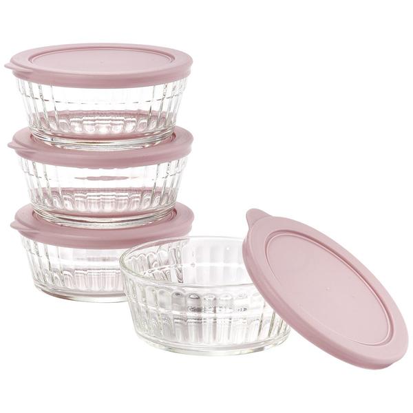 Famous Brand Lavender Ribbed Glass Stack Bowls w/ Lids - Set of 4 - image 