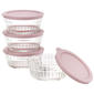 Famous Brand Lavender Ribbed Glass Stack Bowls w/ Lids - Set of 4 - image 1