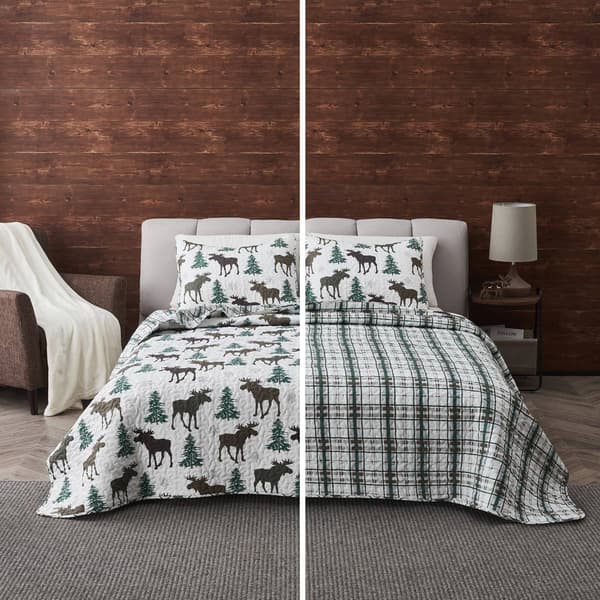 FreshFolds 3pc. Premium Nature Reversible Bedspread Quilt Set