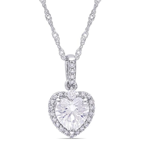 Diamond Classics&#40;tm&#41; 10kt. Created Moissanite Heart Necklace - image 
