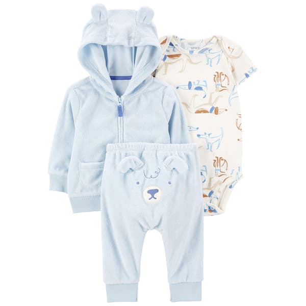 Baby Boy &#40;NB-9M&#41; Carters&#40;R&#41; 3pc. Dog Terry Cardigan Set
