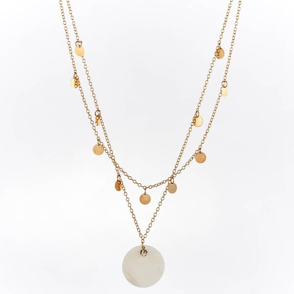 Ashley Cooper(tm) Gold-Tone Mother of Pearl Circle Pendant Necklace - image 