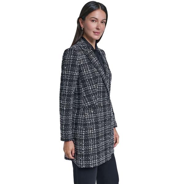 Womens Calvin Klein Long Sleeve Notch Lapel Plaid Blazer