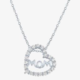 Gemstone Classics(tm) Lab Created White Sapphire Mom Heart Pendant
