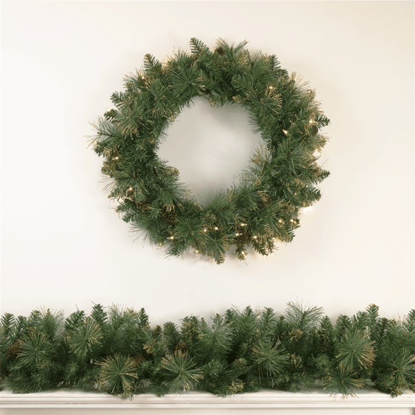 Northlight Pre-Lit Glittered Yorkshire Pine Christmas Wreath