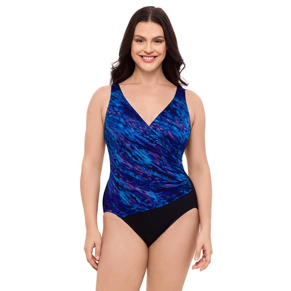 Womens Leilani Marble Canon Side Shirred One Piece Swimsuit