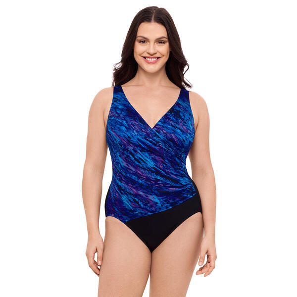 Womens Leilani Marble Canon Side Shirred One Piece Swimsuit - image 