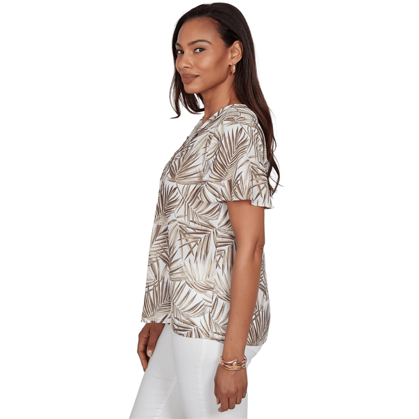 Womens Emaline Verde Grove II Short Sleeve Tie Neck Blouse