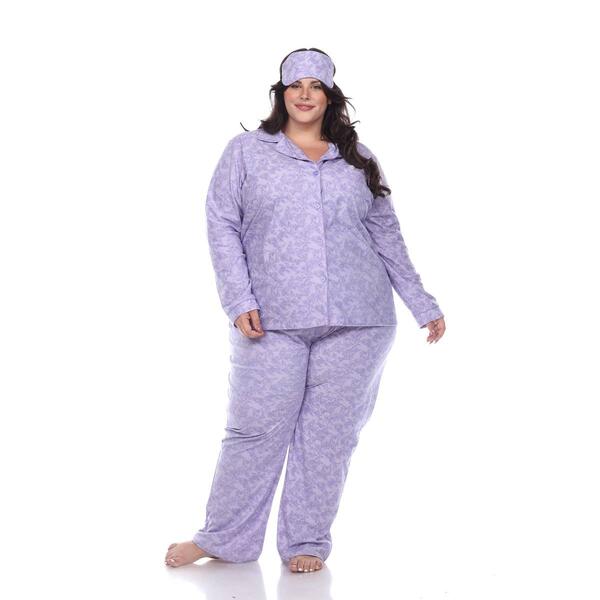 Plus Size White Mark 3pc. Pajama Set - image 