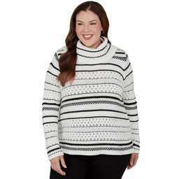 Plus Size Hearts of Palm Wrapped in Rubies Stripe Sweater