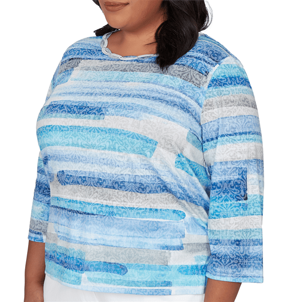 Plus Size Alfred Dunner Classics 3/4 Sleeve Brushstroke Blouse