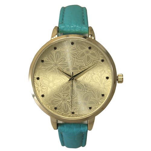 Womens Olivia Pratt Skinny Leather Strap Watch - 16575TEAL - image 