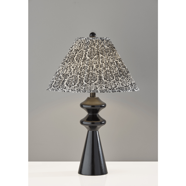 Adesso Dahlia Large Table Lamp with Navy/White Fabric Shade