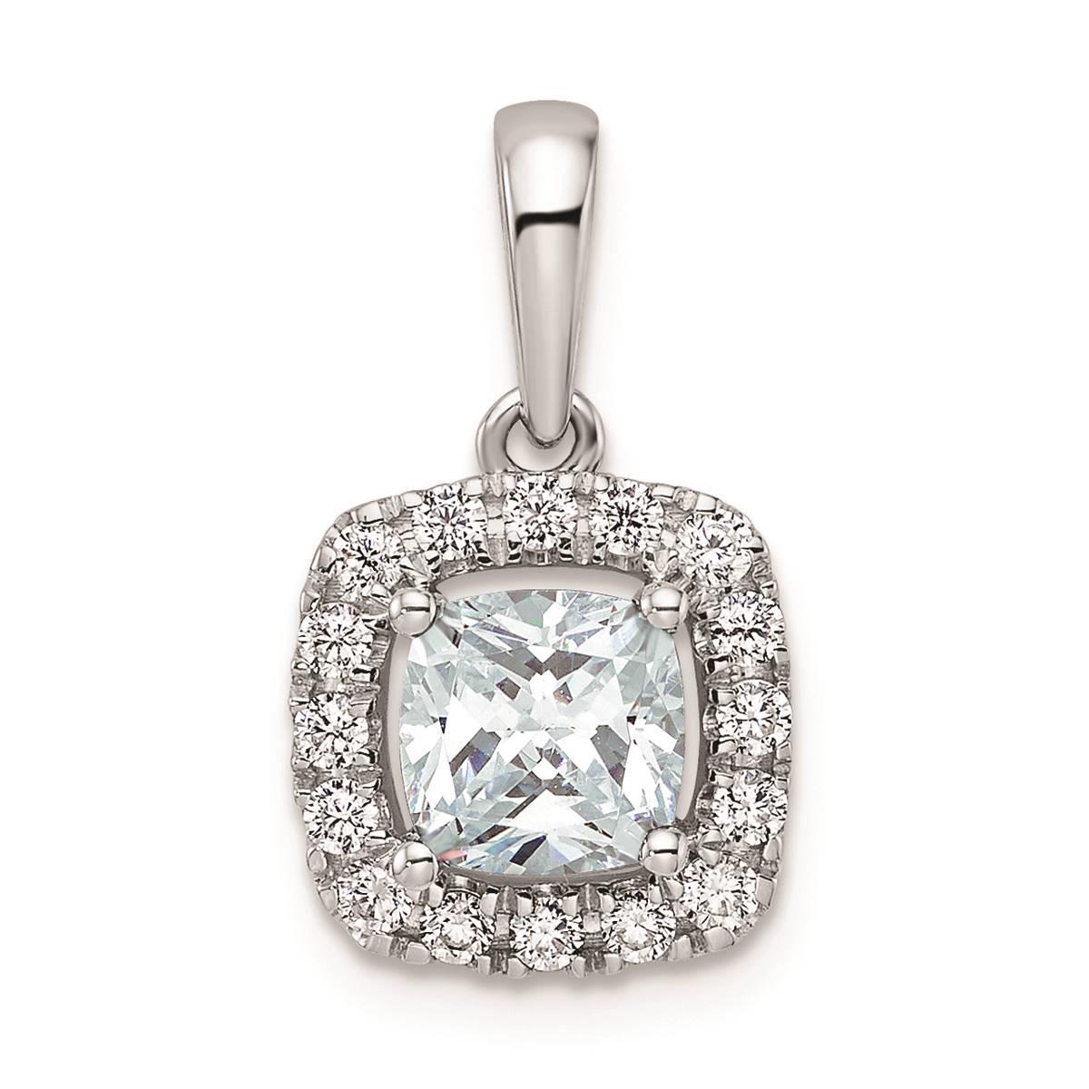 Pure Fire 14kt. White Gold Aquamarine Halo Pendant