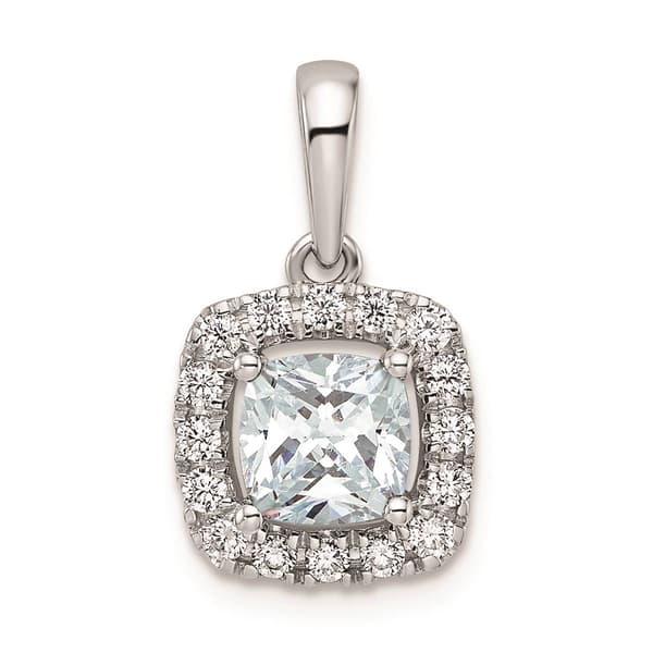 Pure Fire 14kt. White Gold Aquamarine Halo Pendant