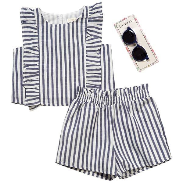 Girls (4-6x) BTween(R) Striped Ruffled Top & Shorts Set