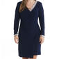 Petite MSK Long Sleeve Rhinestone Trim Solid Sheath Dress - image 3