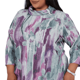 Plus Size Alfred Dunner Vail Floral Brushstroke Cowl Neck Blouse