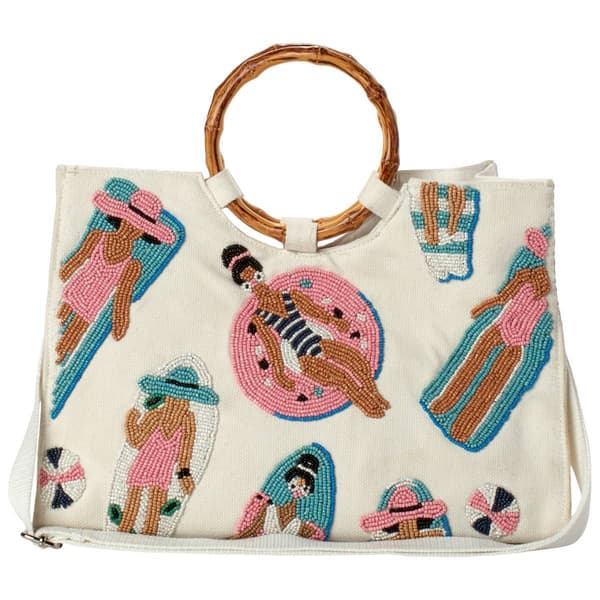 SOL and MER Beaded Bamboo Handle Tote - image 