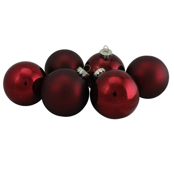 Northlight Seasonal 6pc. Red 2-Finish Glass Christmas Ornaments