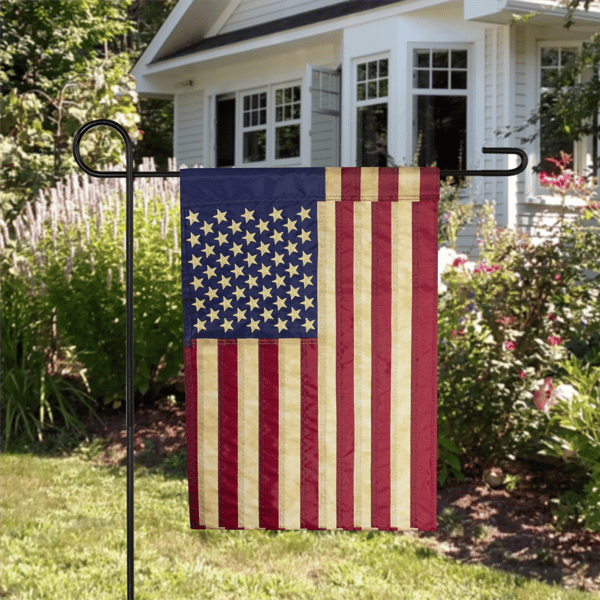 Northlight Embroidered Patriotic Tea-Stained USA Garden Flag