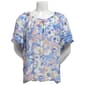 Womens Zac & Rachel Double Scallop Trim Sleeve Floral Blouse - image 1