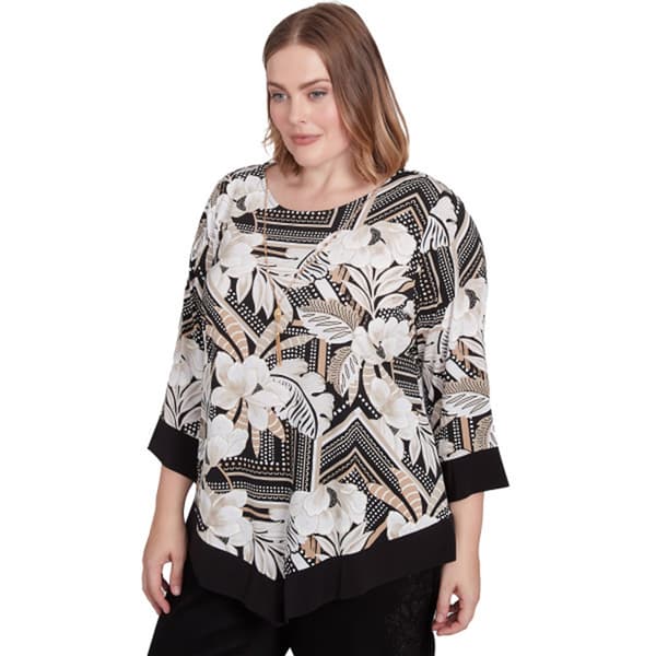Plus Size Alfred Dunner Geometric Floral Knit Blouse