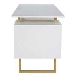 Techni Mobili 51in. White & Gold Office Desk w/Drawers & Storage